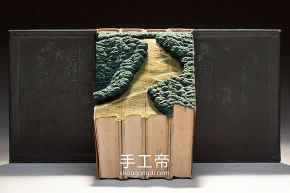 逼真的山川書雕作品 手工書雕藝術圖片欣賞 -  www.shougongdi.com