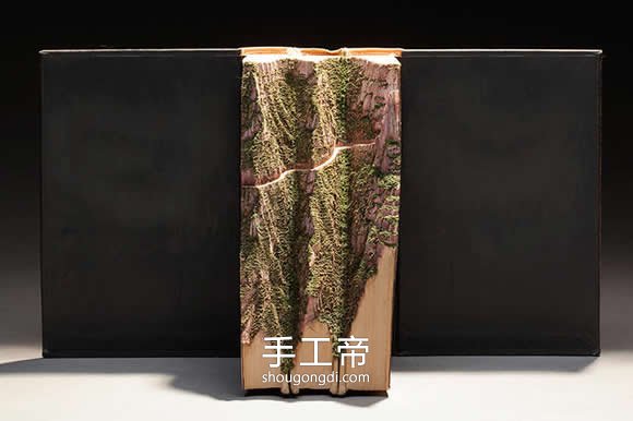 逼真的山川書雕作品 手工書雕藝術圖片欣賞 -  www.shougongdi.com