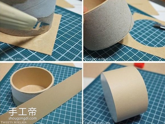 用膠帶紙筒做收納盒 帶針插收納盒DIY制作 -  www.shougongdi.com