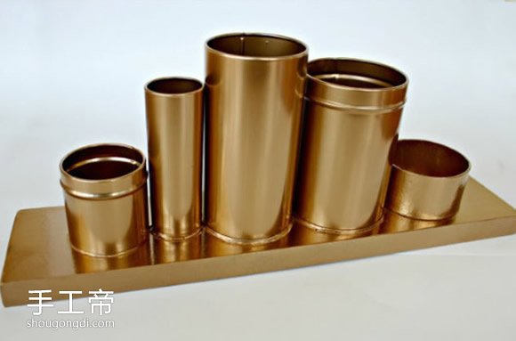 用鐵罐制作筆筒文具架 DIY自制文具架怎麼做 -  www.shougongdi.com