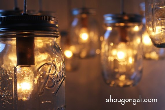 超好看的玻璃燈飾DIY 玻璃罐制作燈具圖片 -  www.shougongdi.com
