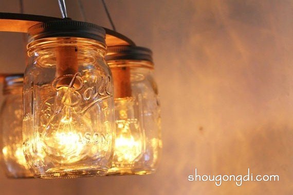 超好看的玻璃燈飾DIY 玻璃罐制作燈具圖片 -  www.shougongdi.com