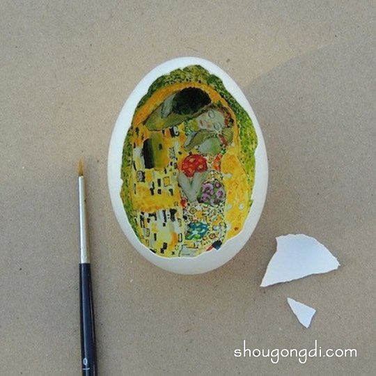手工雞蛋殼畫作品欣賞 畫在裡面的雞蛋殼畫 -  www.shougongdi.com