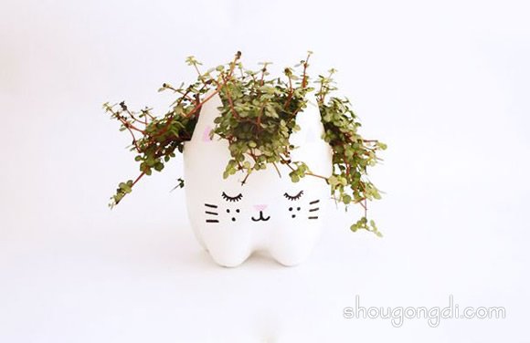 可愛小動物花盆DIY 塑料瓶花盆手工制作 -  www.shougongdi.com