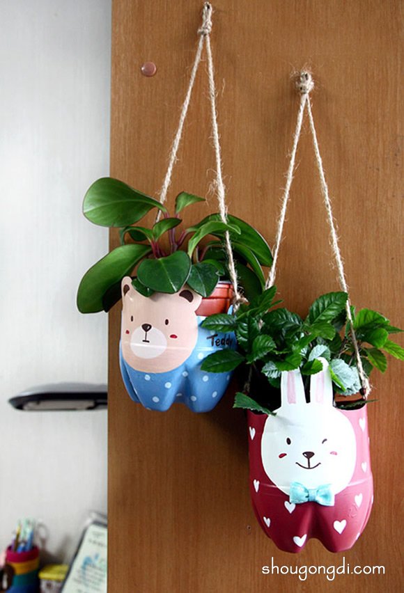 可愛小動物花盆DIY 塑料瓶花盆手工制作 -  www.shougongdi.com