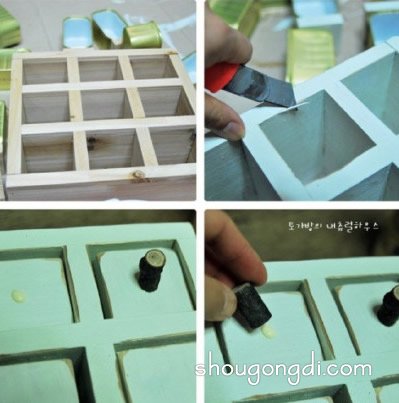 自制迷你收納櫃子的方法 木板和鐵盒做收納櫃 -  www.shougongdi.com