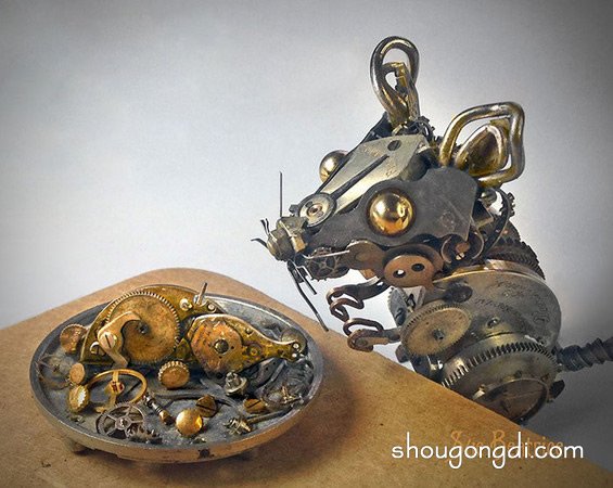 廢棄金屬零配件DIY制作的動物模型作品圖片 -  www.shougongdi.com
