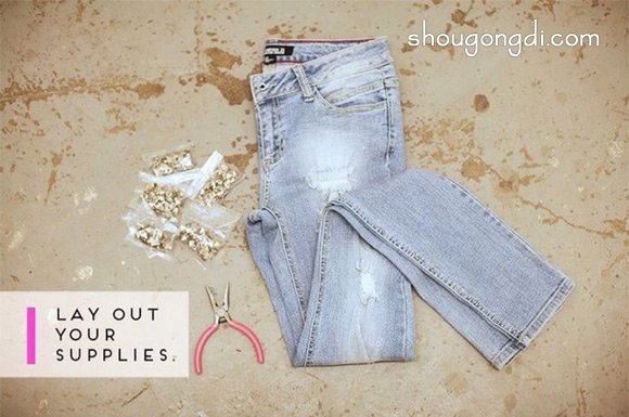 穿舊牛仔褲的改造方法 簡單安裝上鉚釘變時尚 -  www.shougongdi.com