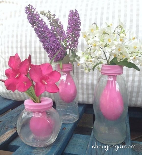 廢物利用制作花瓶教程 玻璃瓶塑料瓶都可以DIY -  www.shougongdi.com