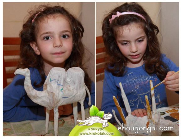 酸奶瓶廢物利用DIY制作兒童玩具駱駝的方法 -  www.shougongdi.com
