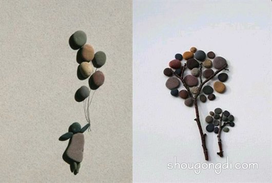利用小石頭DIY拼成圖案 出人意料的藝術美觀 -  www.shougongdi.com