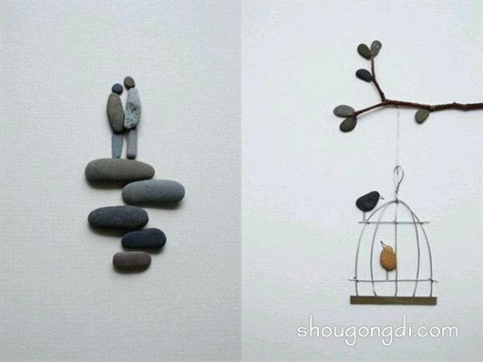 利用小石頭DIY拼成圖案 出人意料的藝術美觀 -  www.shougongdi.com