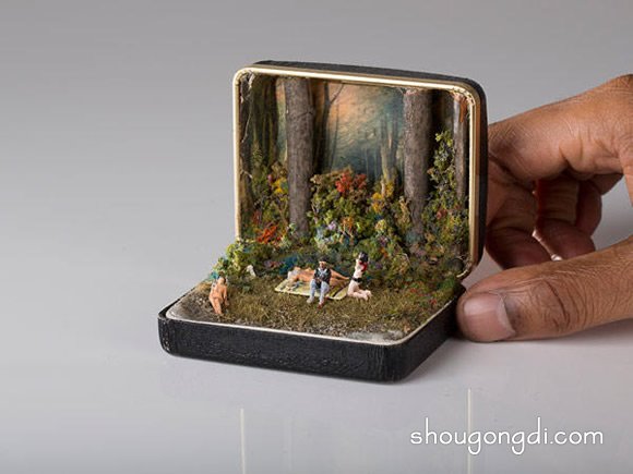 廢舊盒子裡的微型世界 展現栩栩如生的場景 -  www.shougongdi.com