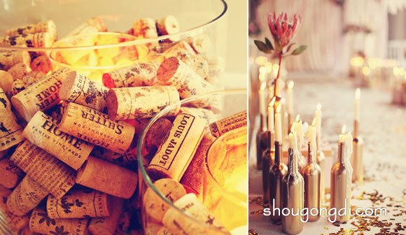 紅酒瓶和瓶塞廢物利用小制作 DIY浪漫婚禮布置 -  www.shougongdi.com