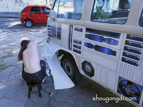 舊的小面包車巧妙改造成星球大戰風格汽車 -  www.shougongdi.com