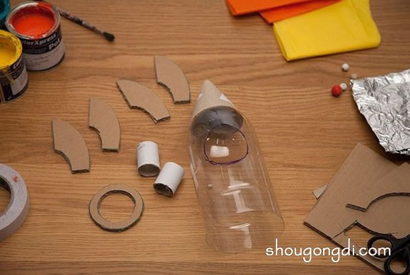 兒童航天飛機模型制作 飲料瓶DIY航天飛機方法 -  www.shougongdi.com