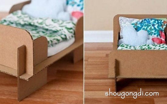 廢紙箱利用DIY 手工制作好玩的兒童玩具床 -  www.shougongdi.com