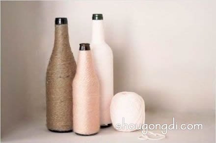 玻璃瓶廢物利用DIY花瓶 玻璃瓶改造花瓶的方法 -  www.shougongdi.com