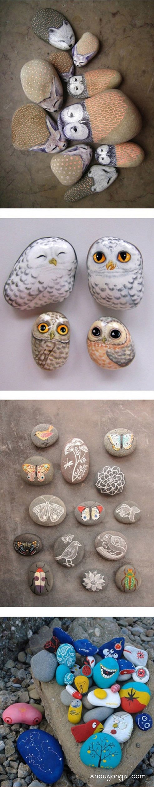 充滿童趣的石頭畫圖片 簡單又可愛的石繪作品 -  www.shougongdi.com