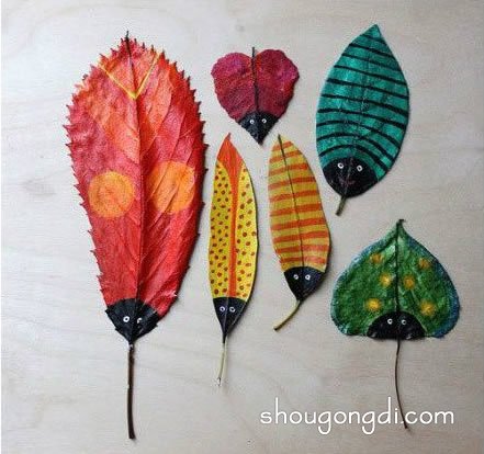 樹葉畫創意DIY 落葉變廢為寶制作小手工藝品 -  www.shougongdi.com