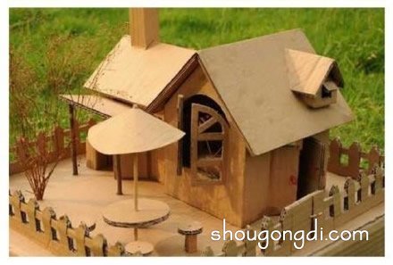 廢舊紙箱瓦楞紙變廢為寶DIY手工制作房屋模型 -  www.shougongdi.com