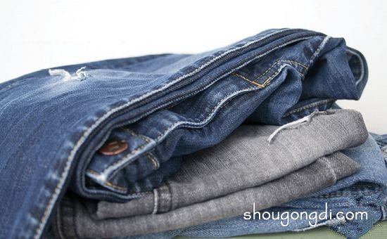 牛仔褲改造小制作 DIY好看的家用收納籃 -  www.shougongdi.com