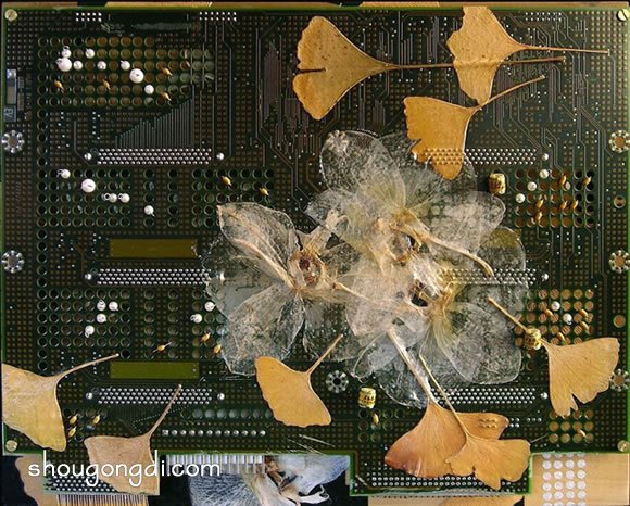 利用花草枝葉讓廢棄的電子垃圾變成裝飾品 -  www..com