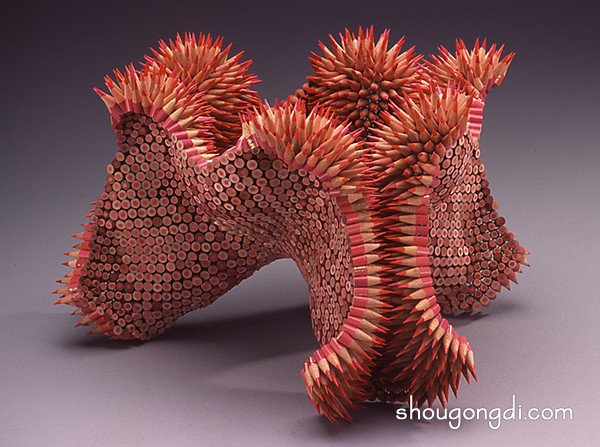 利用廢棄的鉛筆頭DIY令人震撼的雕塑作品- www.shougongdi.com