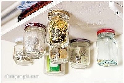 利用廢棄玻璃罐 給擱板置物架增加存儲空間- www.shougongdi.com