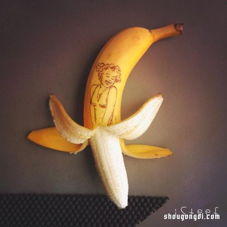 香蕉皮雕刻作品欣賞 感受神奇果皮雕刻藝術- www.shougongdi.com