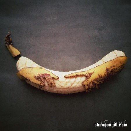 香蕉皮雕刻作品欣賞 感受神奇果皮雕刻藝術- www.shougongdi.com
