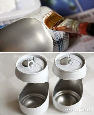 易拉罐廢物利用DIY花盆的簡單小制作- www.shougongdi.com