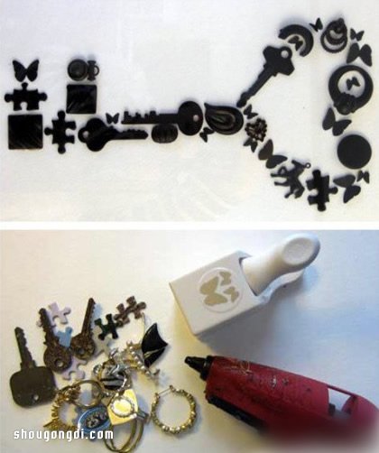 廢棄鑰匙小玩意變廢為寶DIY漂亮拼貼裝飾畫- www.shougongdi.com