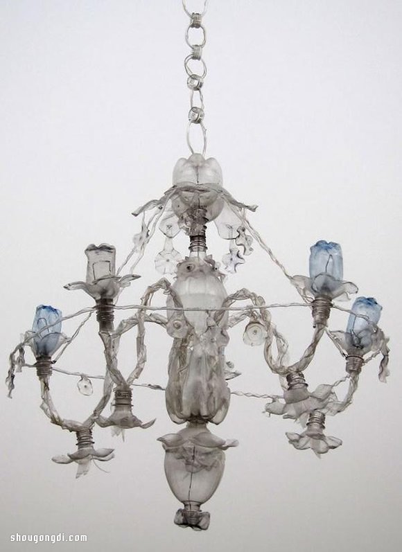 廢棄塑料瓶飲料瓶DIY手工制作華貴的西式吊燈- www.shougongdi.com