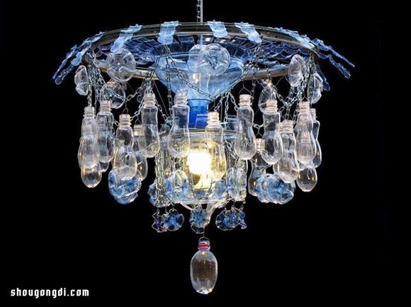 廢棄塑料瓶飲料瓶DIY手工制作華貴的西式吊燈- www.shougongdi.com
