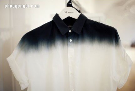 舊短袖襯衫染色改造 DIY暈染風時尚襯衫- www.shougongdi.com