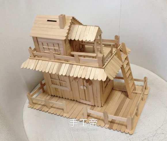 用雪糕棍制作兩層樓房子模型怎麼做 -  www.shougongdi.com