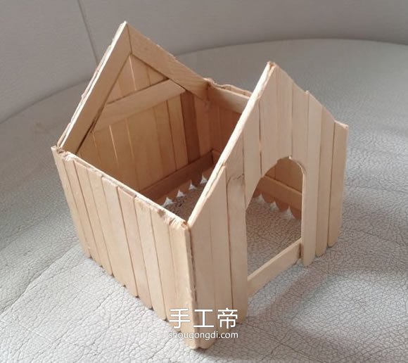 用雪糕棍制作兩層樓房子模型怎麼做 -  www.shougongdi.com