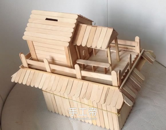 用雪糕棍制作兩層樓房子模型怎麼做 -  www.shougongdi.com