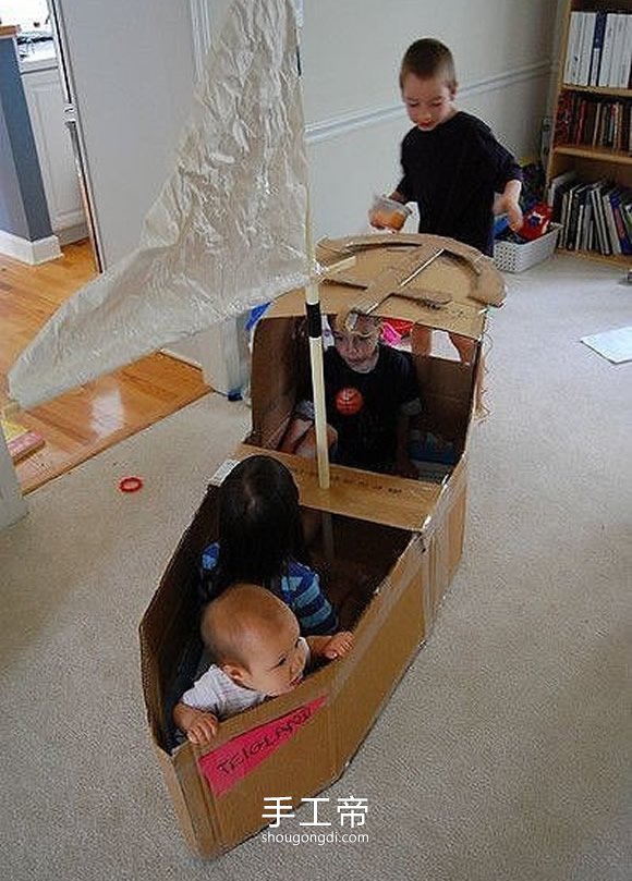 用廢紙箱制作孩子玩具 自制瓦楞紙玩具怎麼做 -  www.shougongdi.com