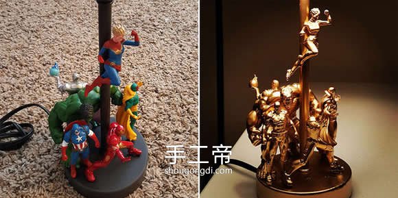 用超級英雄人偶DIY制作帥氣的台燈底座 -  www.shougongdi.com