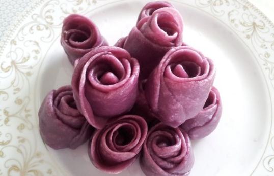 美味漂亮的紫薯玫瑰花饅頭的做法