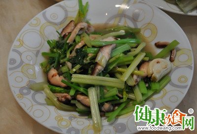 野芹菜炒蘑菇