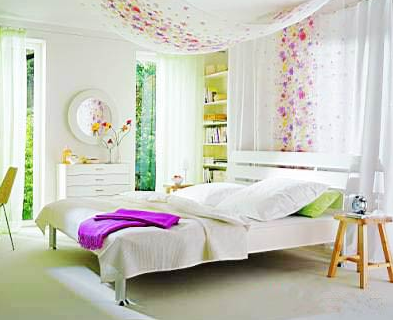 點滴色彩打造清新靓麗的臥室裝修設計