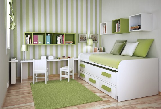 點滴色彩打造清新靓麗的臥室裝修設計