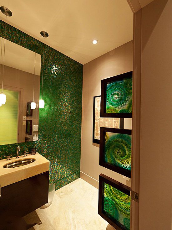衛生間淺綠色瓷磚效果圖