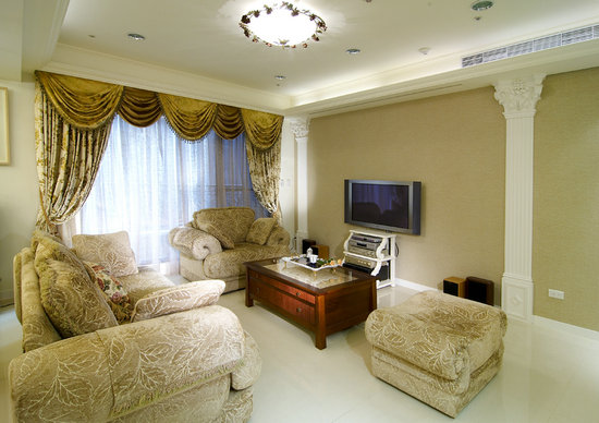 美式風格裝修，美式古典案例，古典風格裝修，大戶型裝修，客廳設計