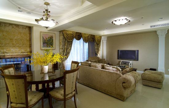 美式風格裝修，美式古典案例，古典風格裝修，大戶型裝修，客廳設計