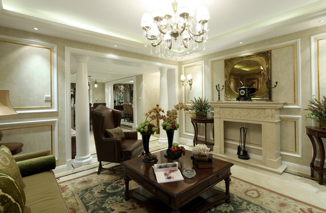 美式風格裝修，美式風格案例，古典風格裝修，躍層裝修，復式裝修，客廳設計