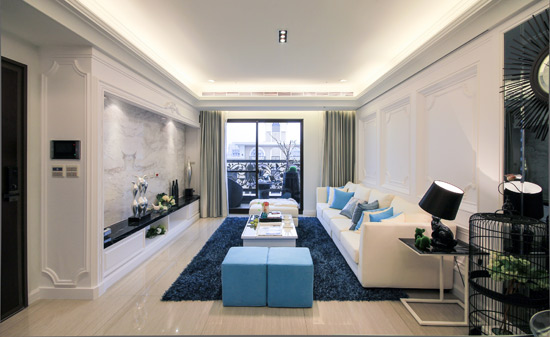 創意吊頂巧設計 清幽藍調新古典公寓